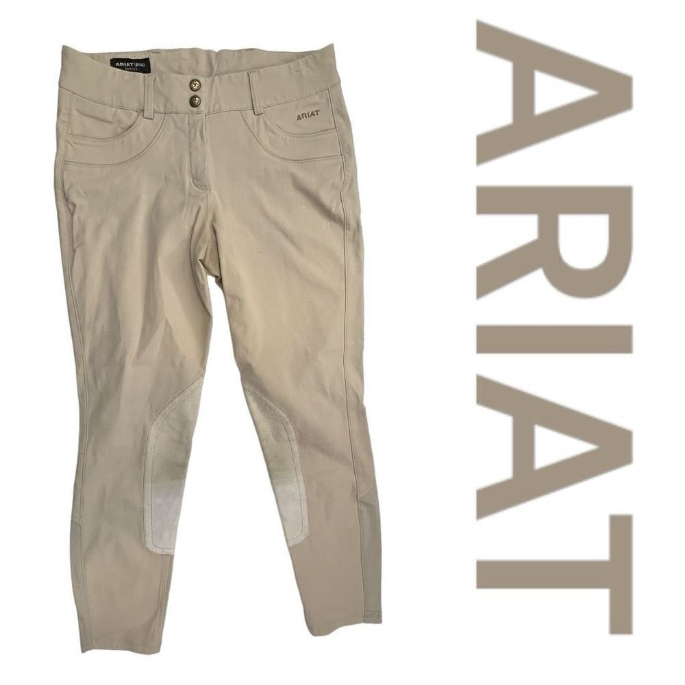 Ariat Pro Series Women's Knee Patch Breeches Horseback Riding Pants Beige Sz 30R